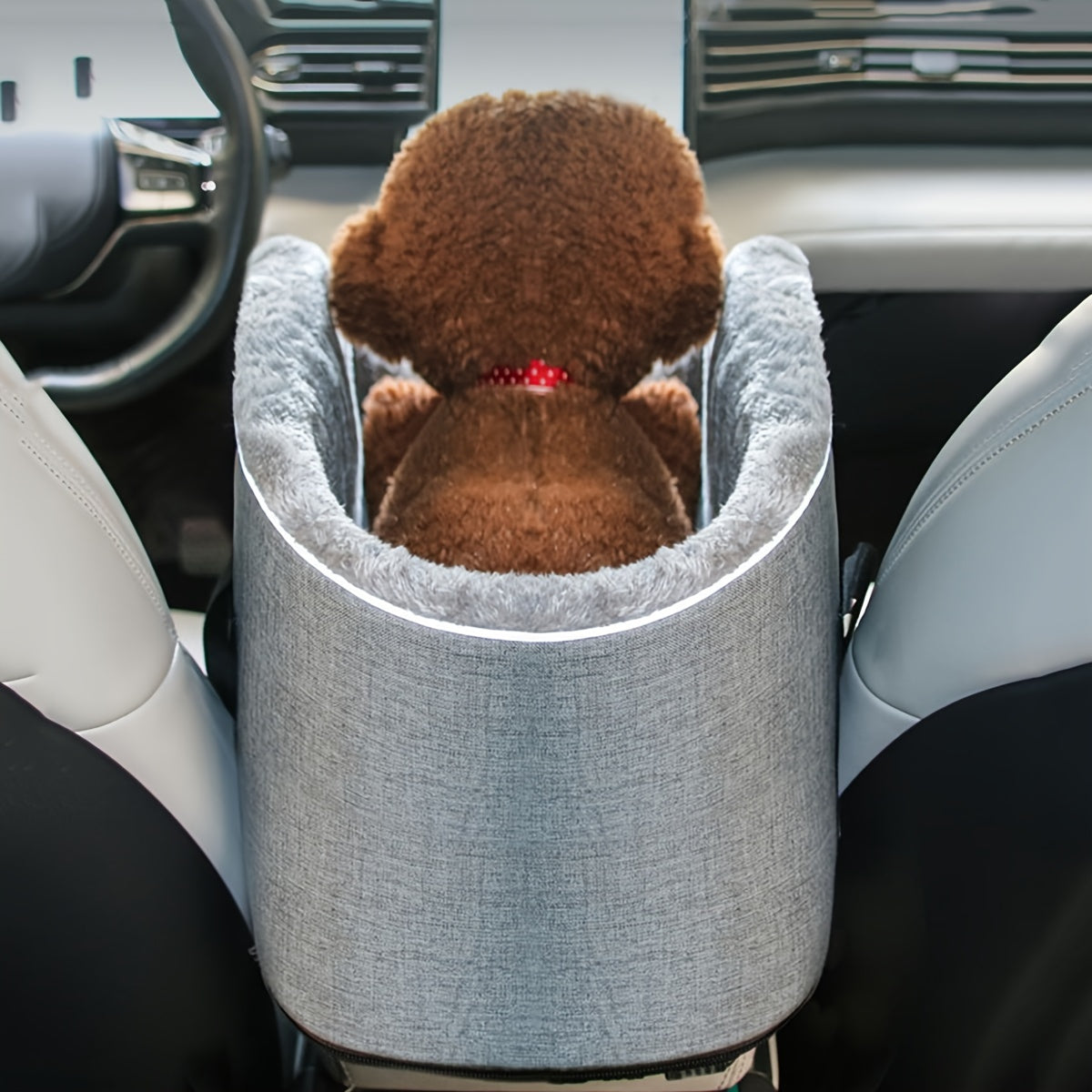 1pc Polar Fleece Car Cat and Dog Bed - Central Control Bag Car Cushion Seat Pet Outdoor Handbag