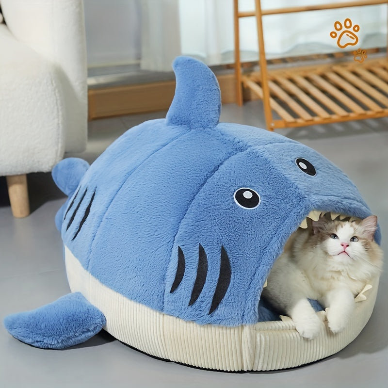 Cozy Shark-Shaped Pet Bed for Cats & Dogs