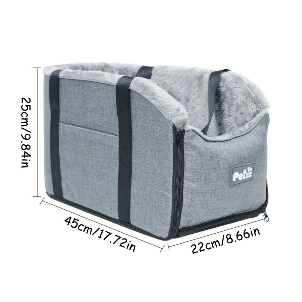 1pc Polar Fleece Car Cat and Dog Bed - Central Control Bag Car Cushion Seat Pet Outdoor Handbag