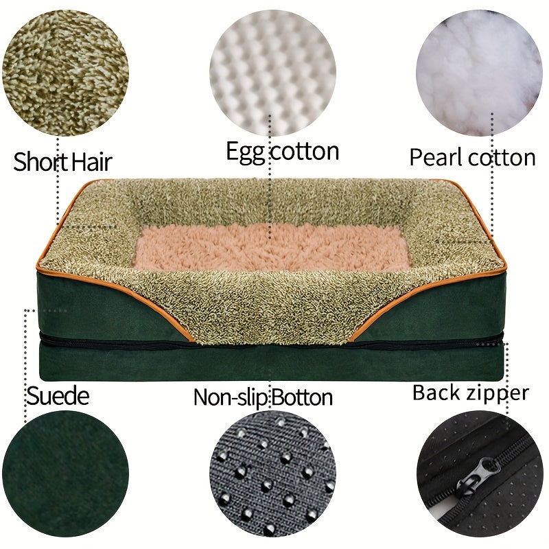 Washable Pet Sofa Bed – Cozy Dog & Cat Nest with Raised Edges