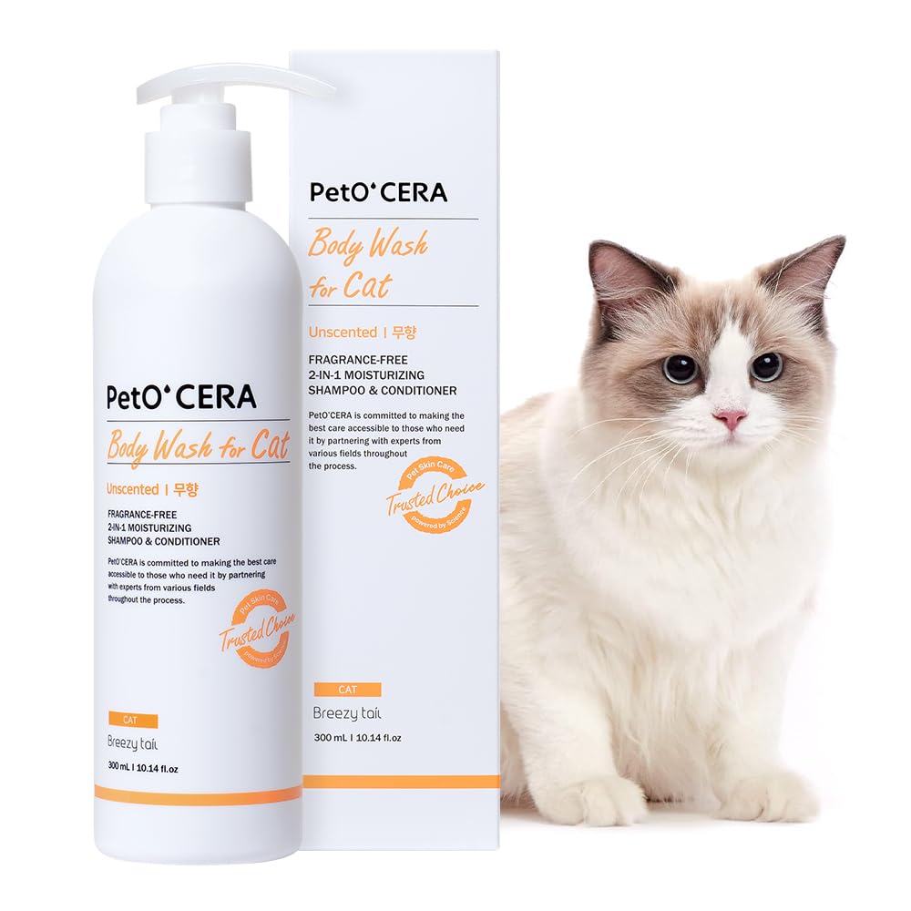 PetO’Cera Cat Shampoo & Conditioner – Hypoallergenic & Itch Relief (10.1oz, 300ml)
