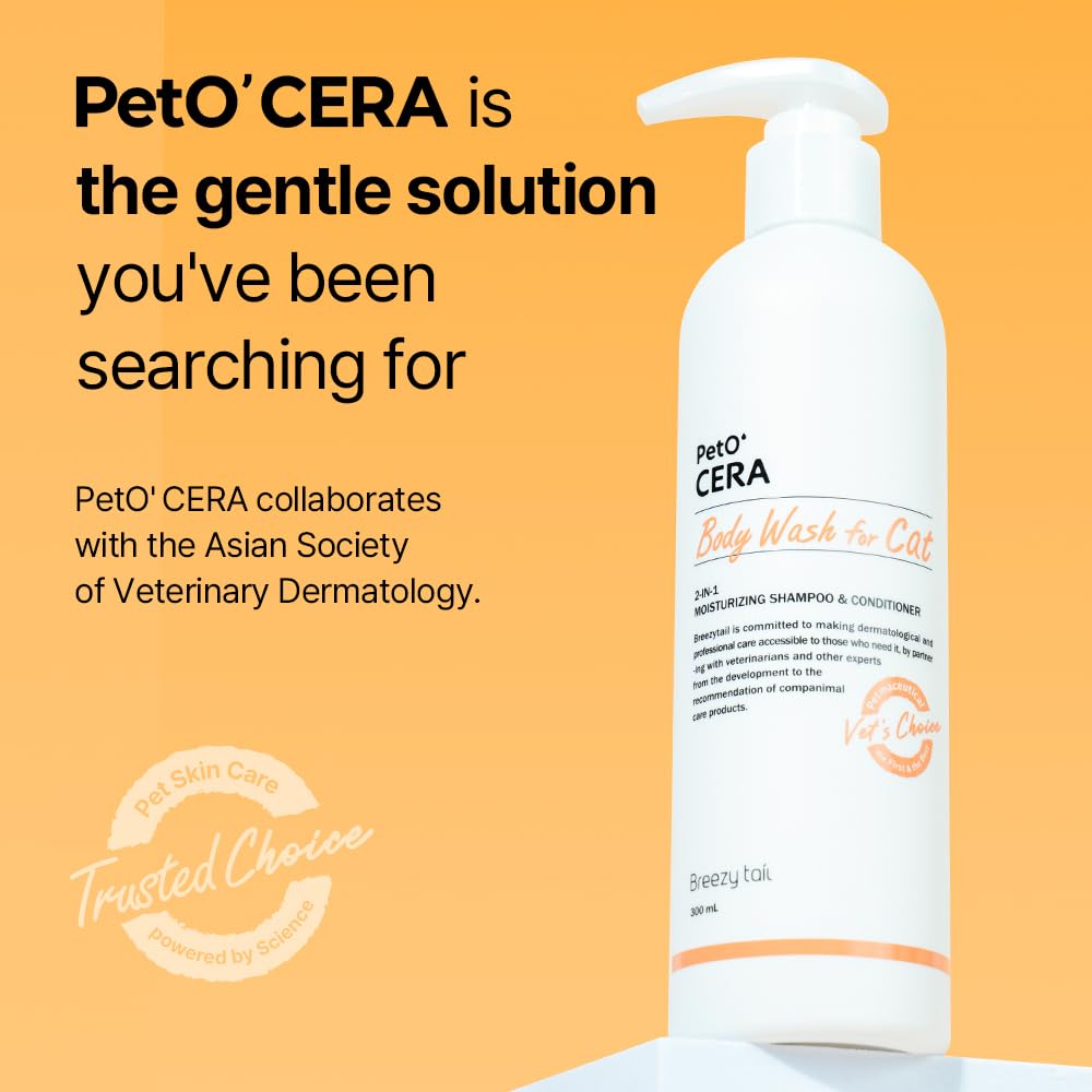 PetO’Cera Cat Shampoo & Conditioner – Hypoallergenic & Itch Relief (10.1oz, 300ml)