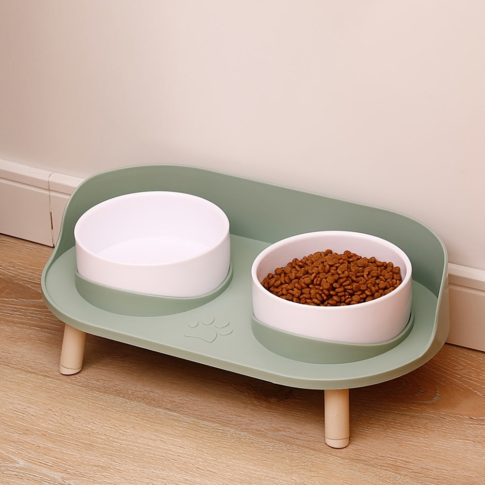 Cat Food Bowls, Elevated Raised Pet Bowls For Cats And Small Dogs, Double Feeder With Protective Neck Design, Non-Slip, Plastic Material, Elevated Cat Food & Water Dishes