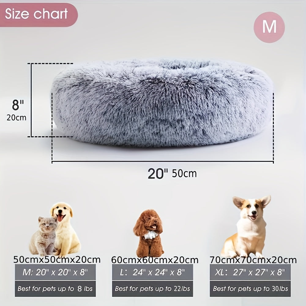 Dog Bed, Round Donut Cuddler Warming Cozy Soft Bed, Faux Fur Plush Cushion Bed For Small Medium Dogs And Cats