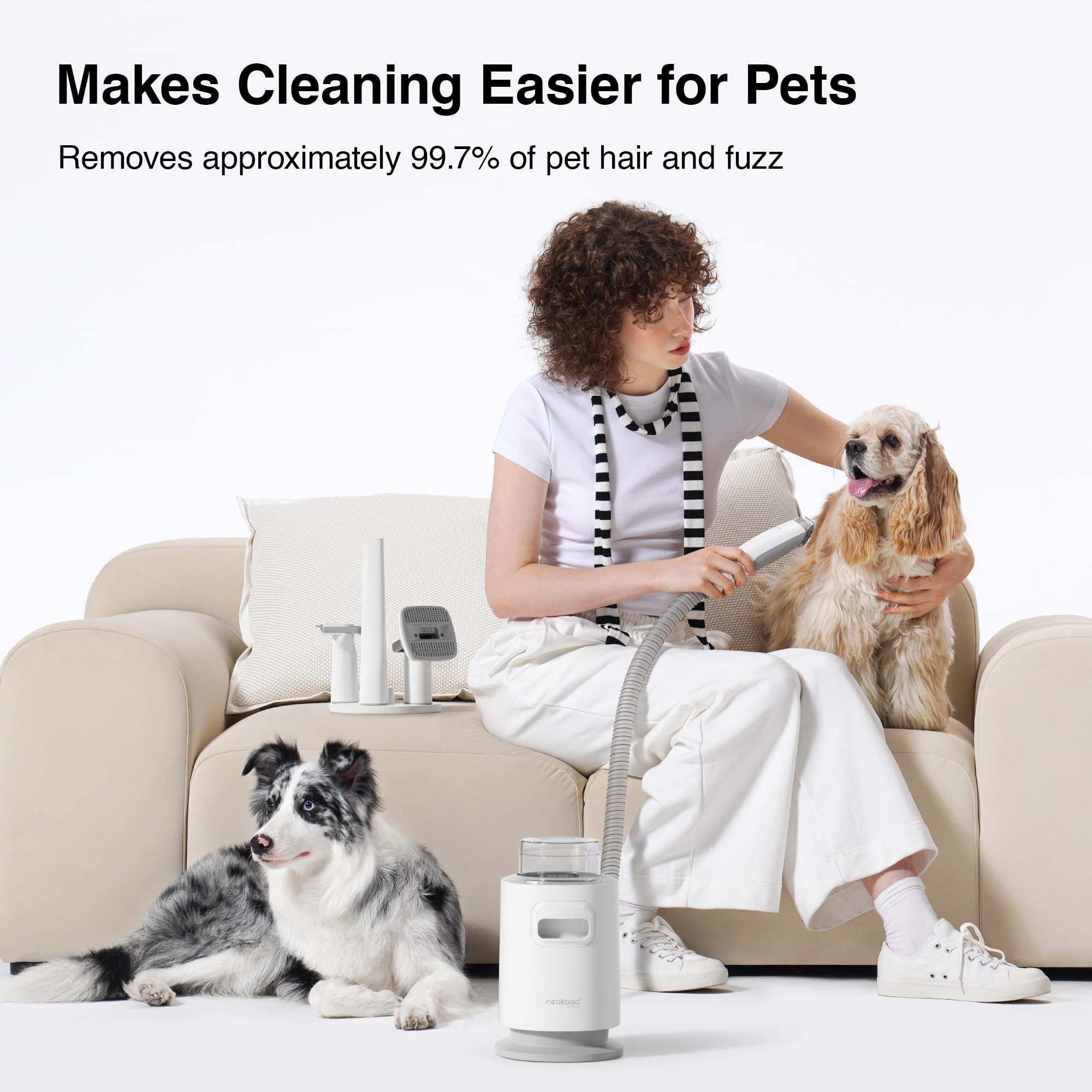 Neakasa P1 Pro Pet Grooming Kit & Vacuum Suction 99% Pet Hair, Professional Clippers with 5 Proven Grooming Tools for Dog and Cat