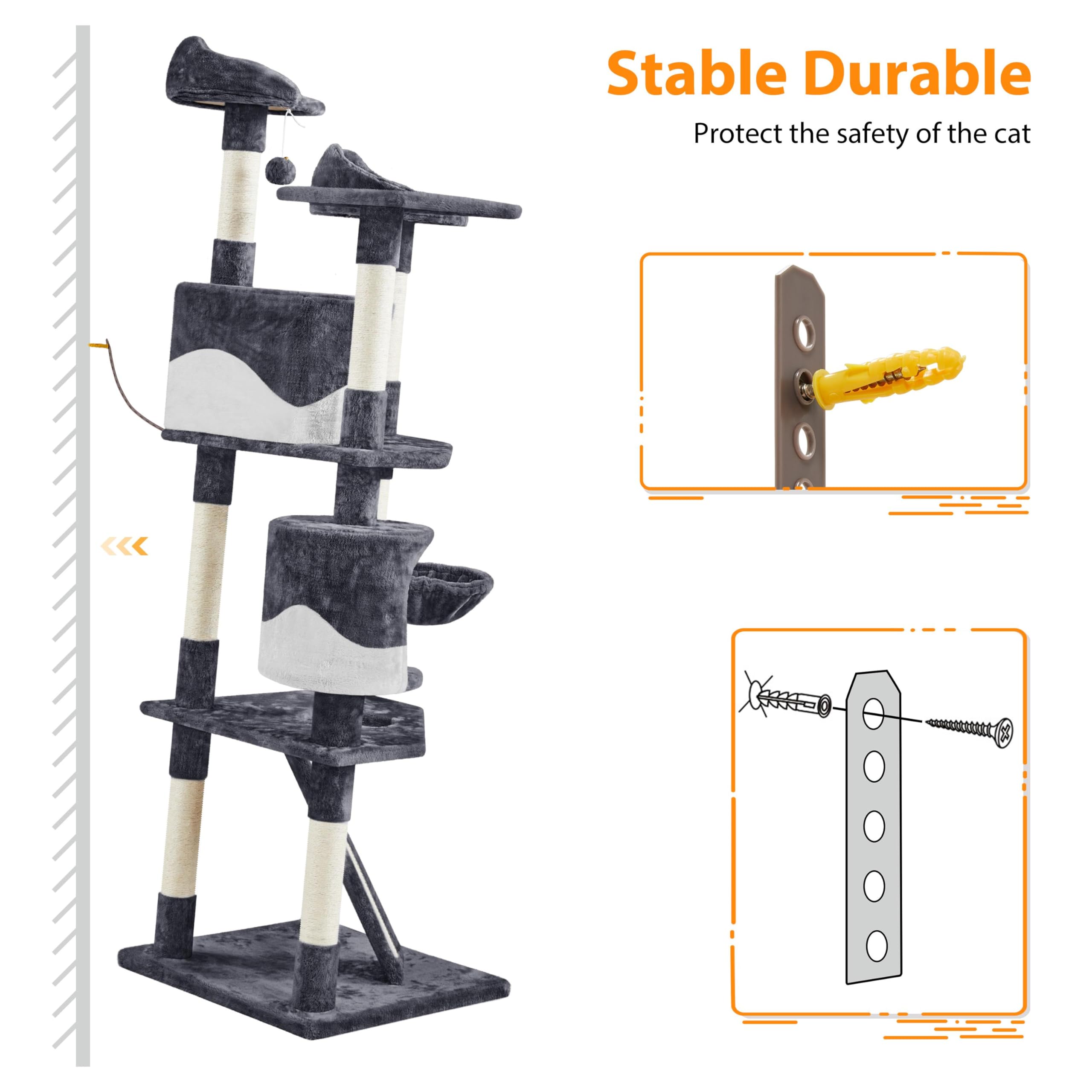 Yaheetech 79” Multi-Level Cat Tree – Sisal Posts & Plush Perches