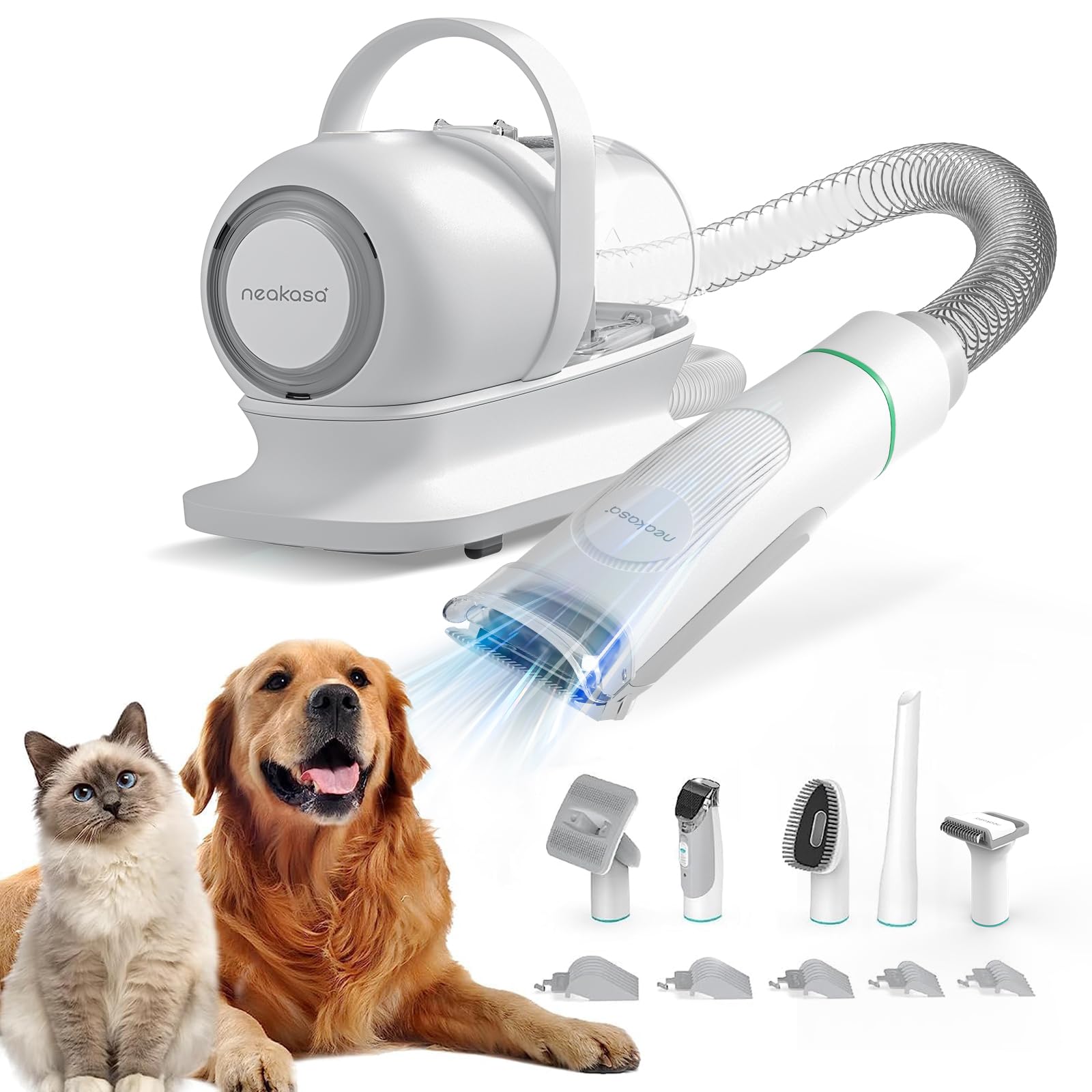 Neakasa P1 Pro Pet Grooming Kit & Vacuum Suction 99% Pet Hair, Professional Clippers with 5 Proven Grooming Tools for Dog and Cat