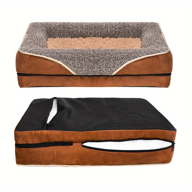 Washable Pet Sofa Bed – Cozy Dog & Cat Nest with Raised Edges