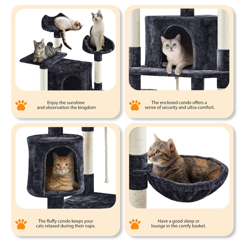 Yaheetech 79” Multi-Level Cat Tree – Sisal Posts & Plush Perches
