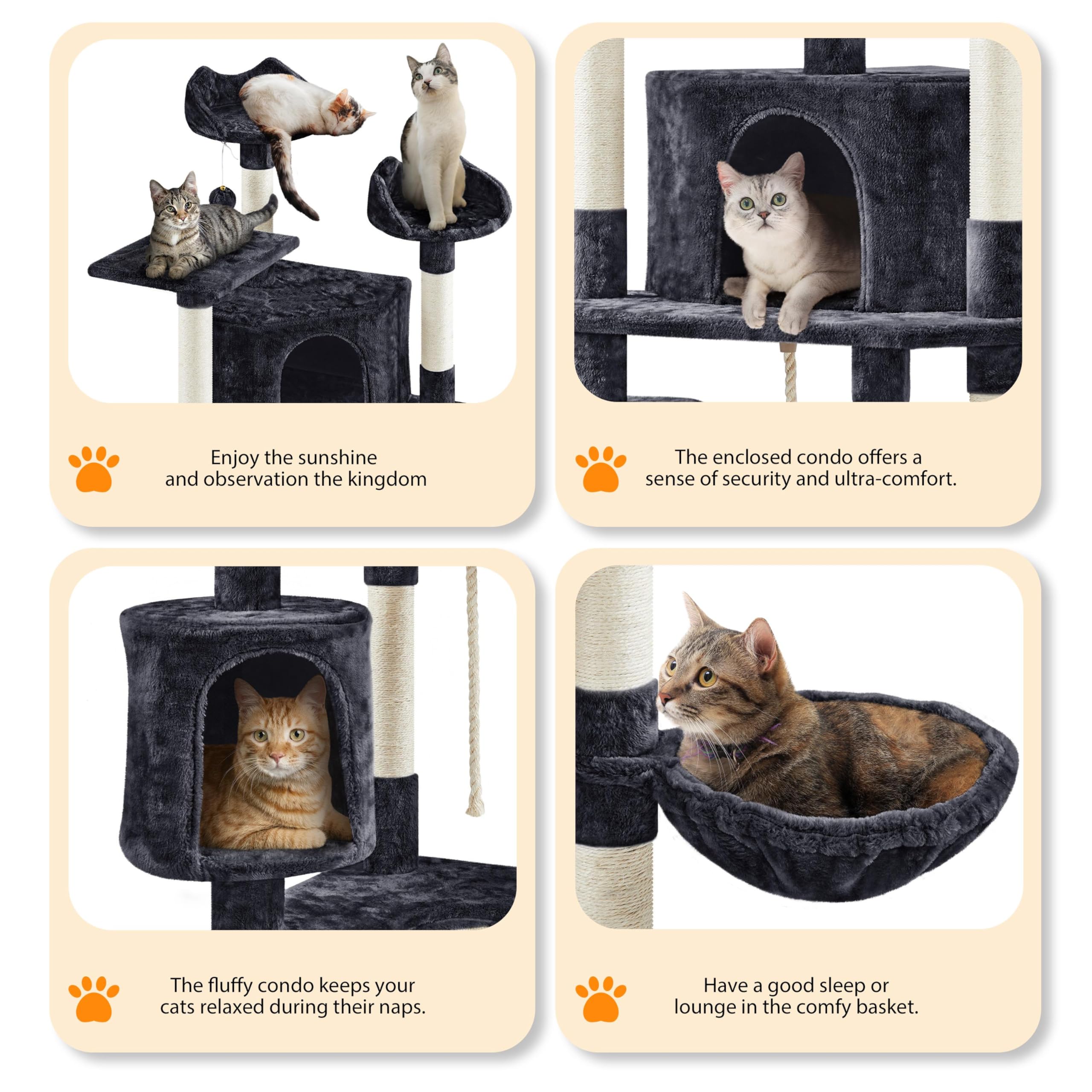 Yaheetech 79” Multi-Level Cat Tree – Sisal Posts & Plush Perches