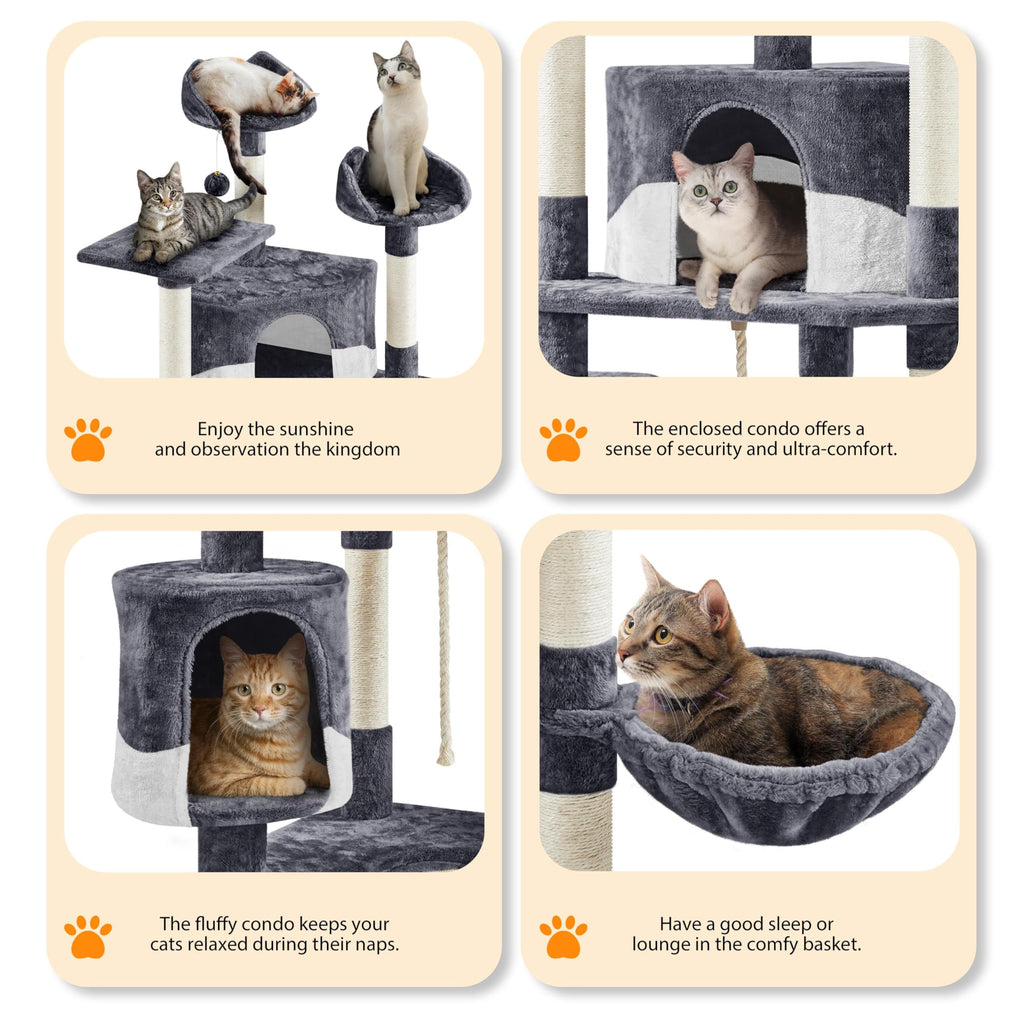 Yaheetech 79” Multi-Level Cat Tree – Sisal Posts & Plush Perches