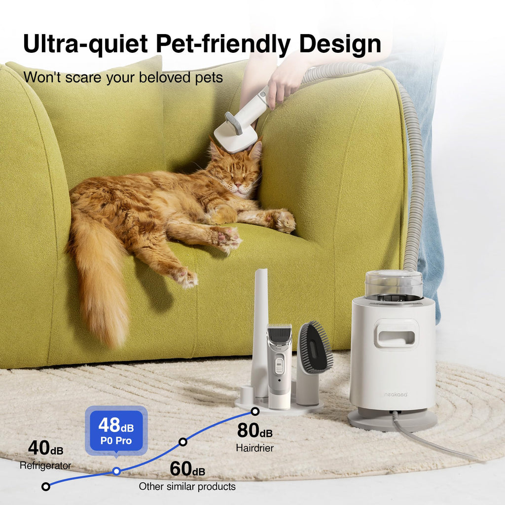 Neakasa P1 Pro Pet Grooming Kit & Vacuum Suction 99% Pet Hair, Professional Clippers with 5 Proven Grooming Tools for Dog and Cat