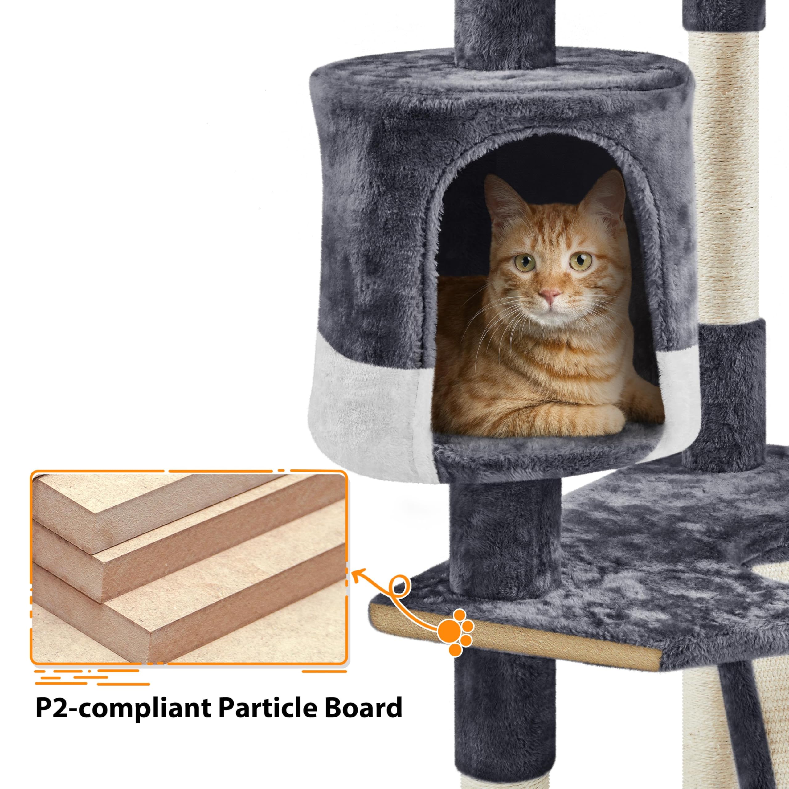 Yaheetech 79” Multi-Level Cat Tree – Sisal Posts & Plush Perches