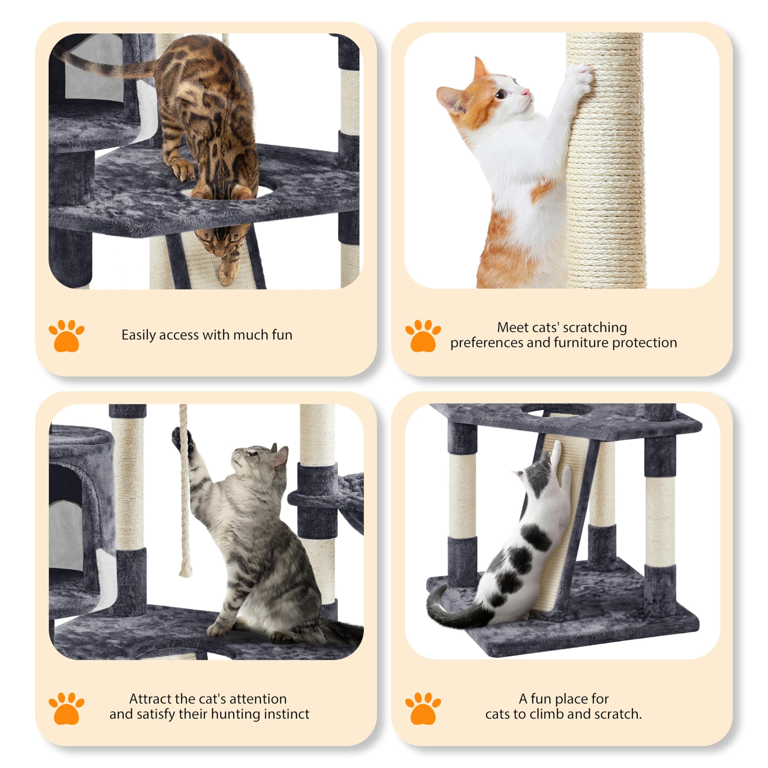 Yaheetech 79” Multi-Level Cat Tree – Sisal Posts & Plush Perches