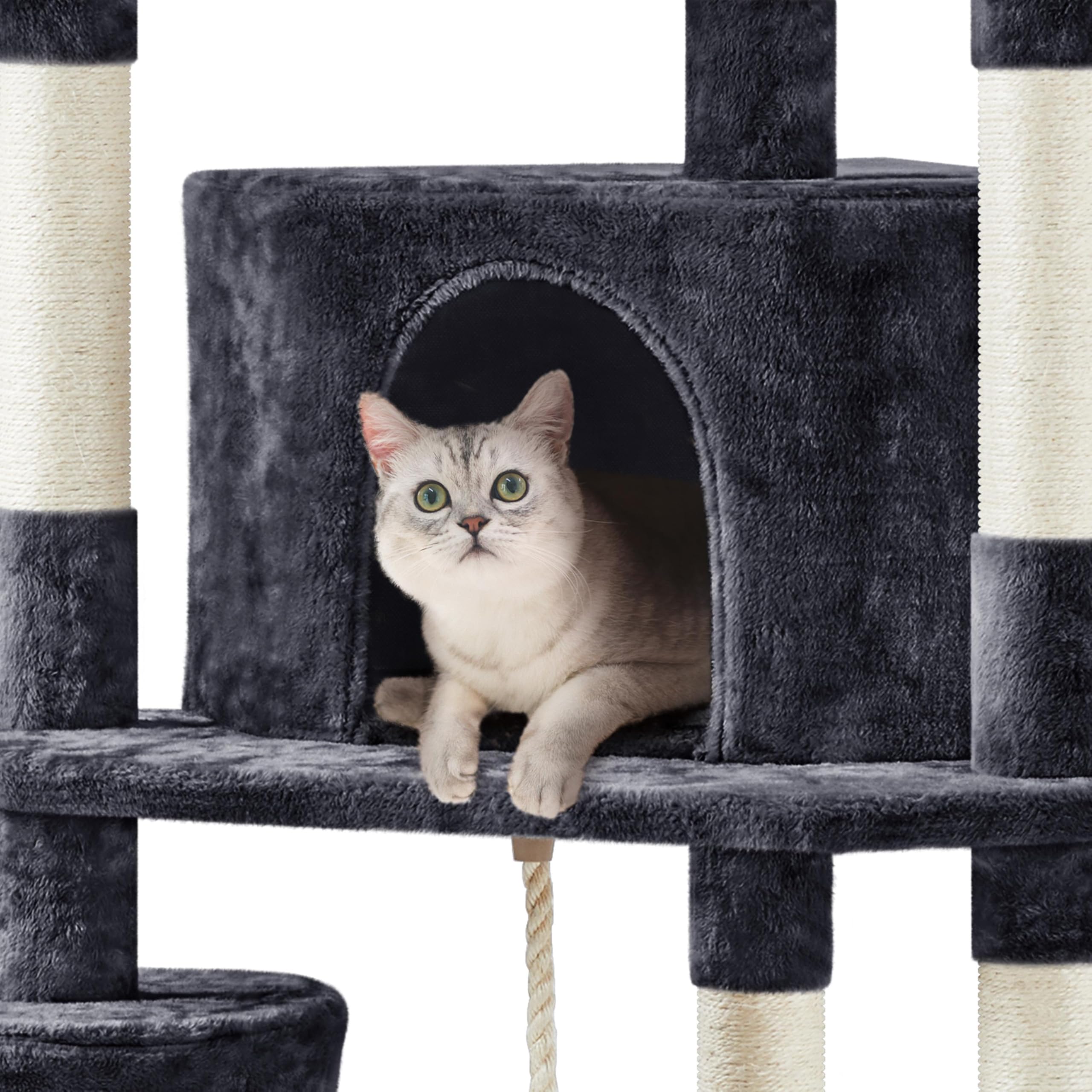 Yaheetech 79” Multi-Level Cat Tree – Sisal Posts & Plush Perches