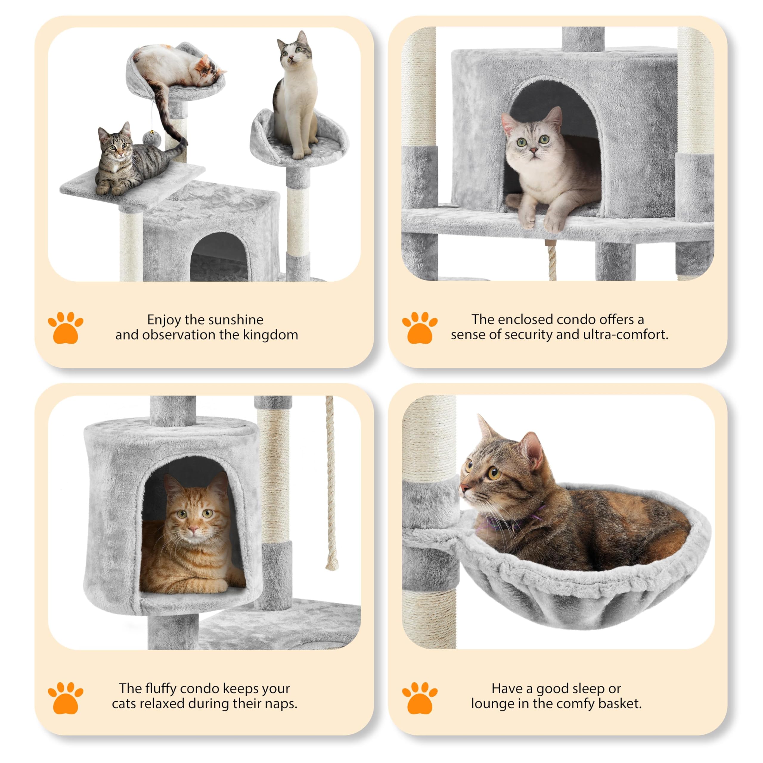 Yaheetech 79” Multi-Level Cat Tree – Sisal Posts & Plush Perches