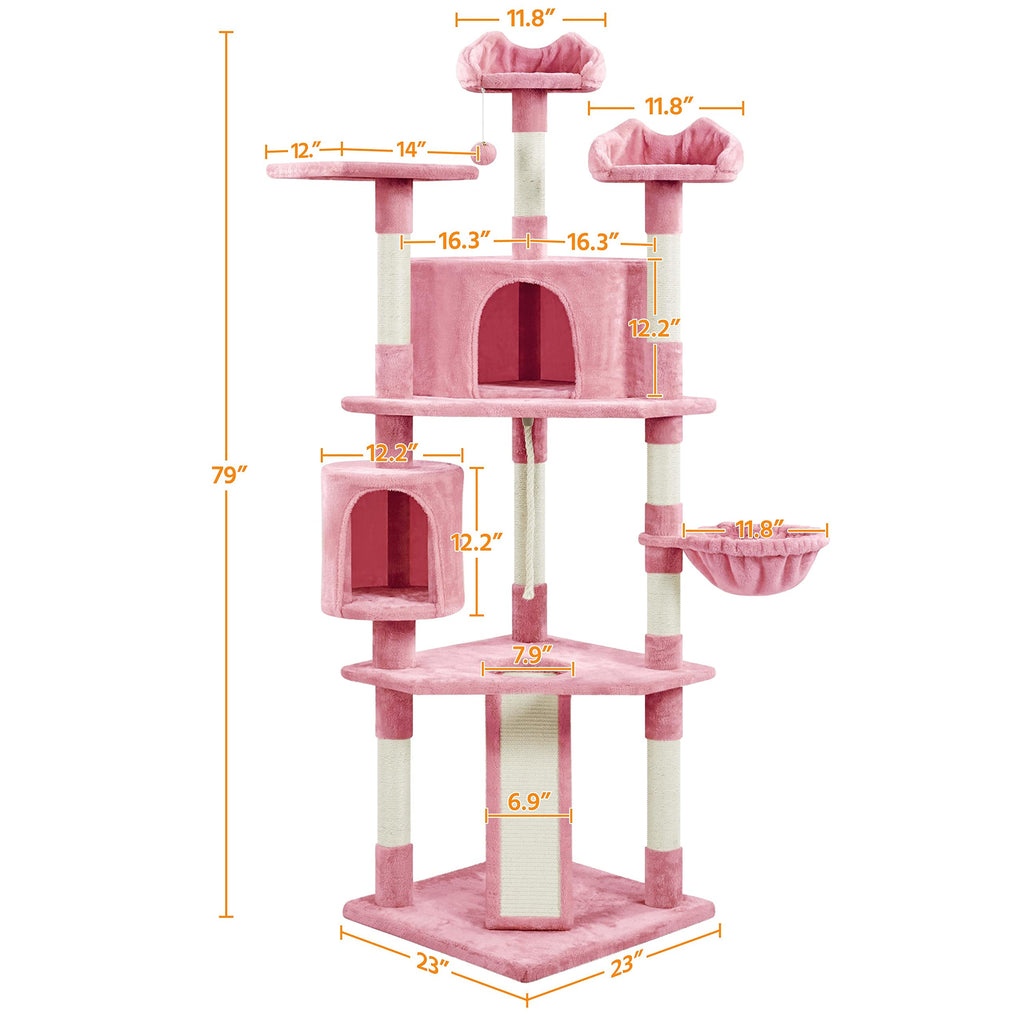 Yaheetech 79” Multi-Level Cat Tree – Sisal Posts & Plush Perches