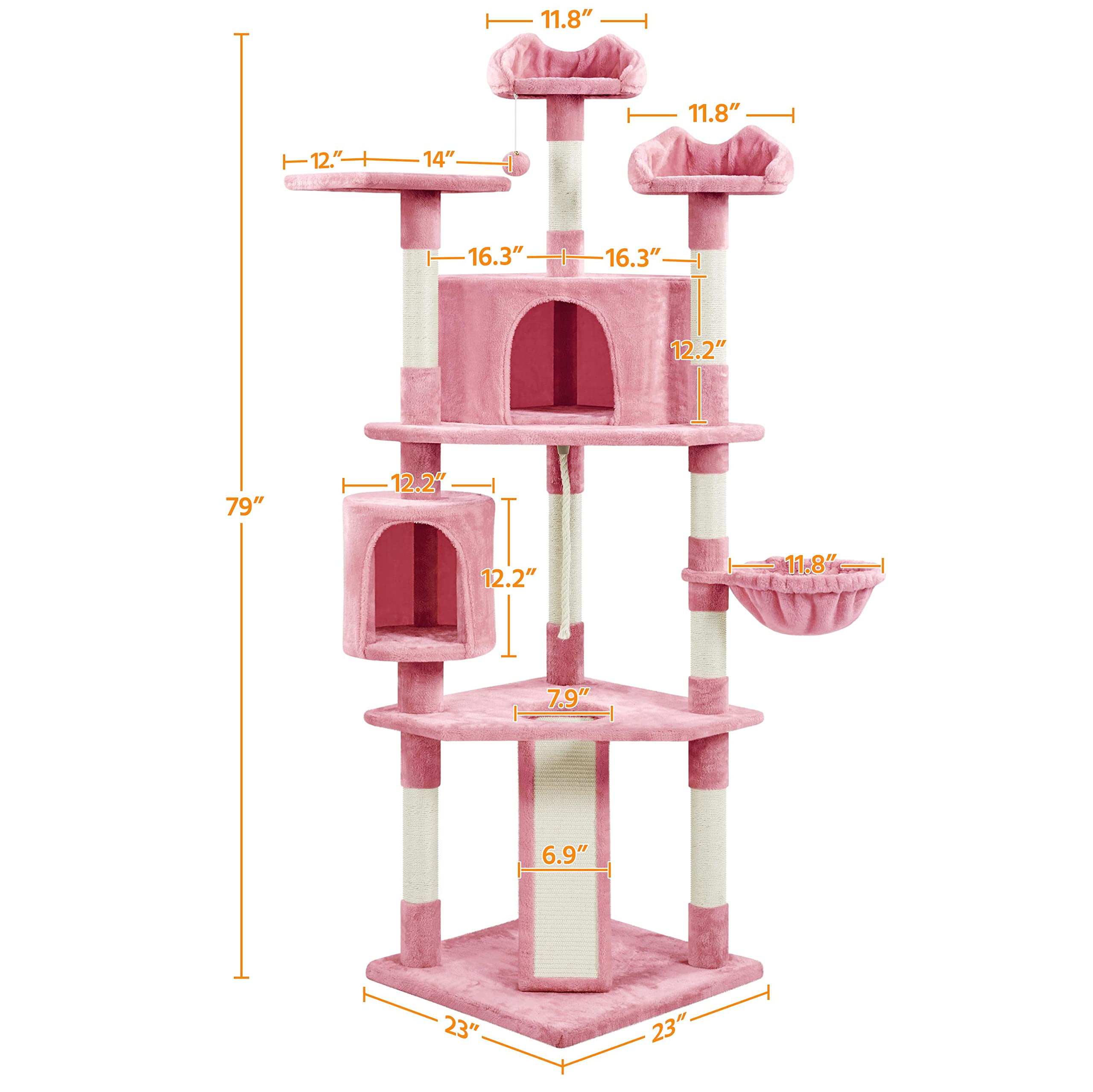 Yaheetech 79” Multi-Level Cat Tree – Sisal Posts & Plush Perches