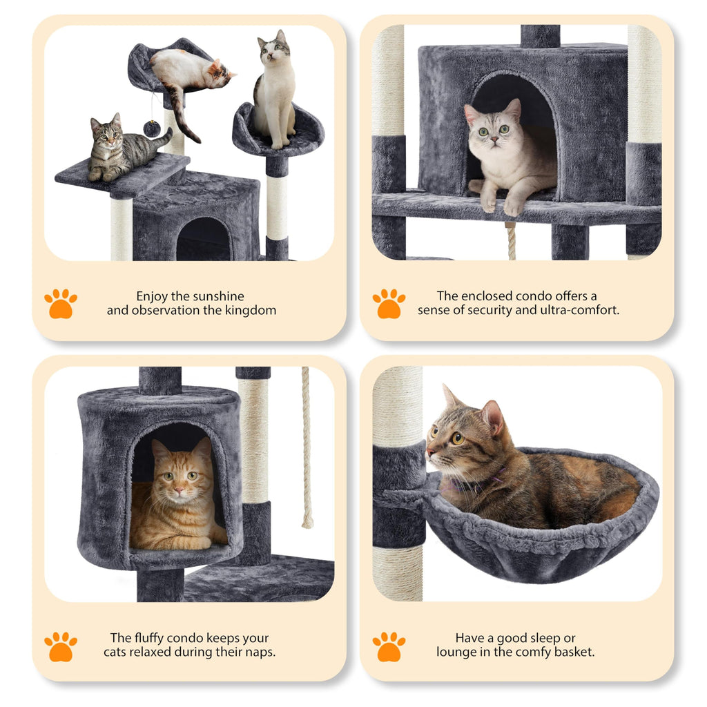 Yaheetech 79” Multi-Level Cat Tree – Sisal Posts & Plush Perches