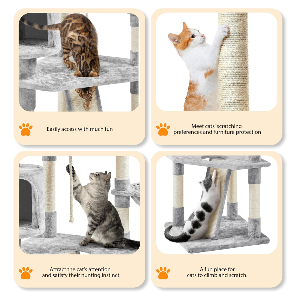 Yaheetech 79” Multi-Level Cat Tree – Sisal Posts & Plush Perches