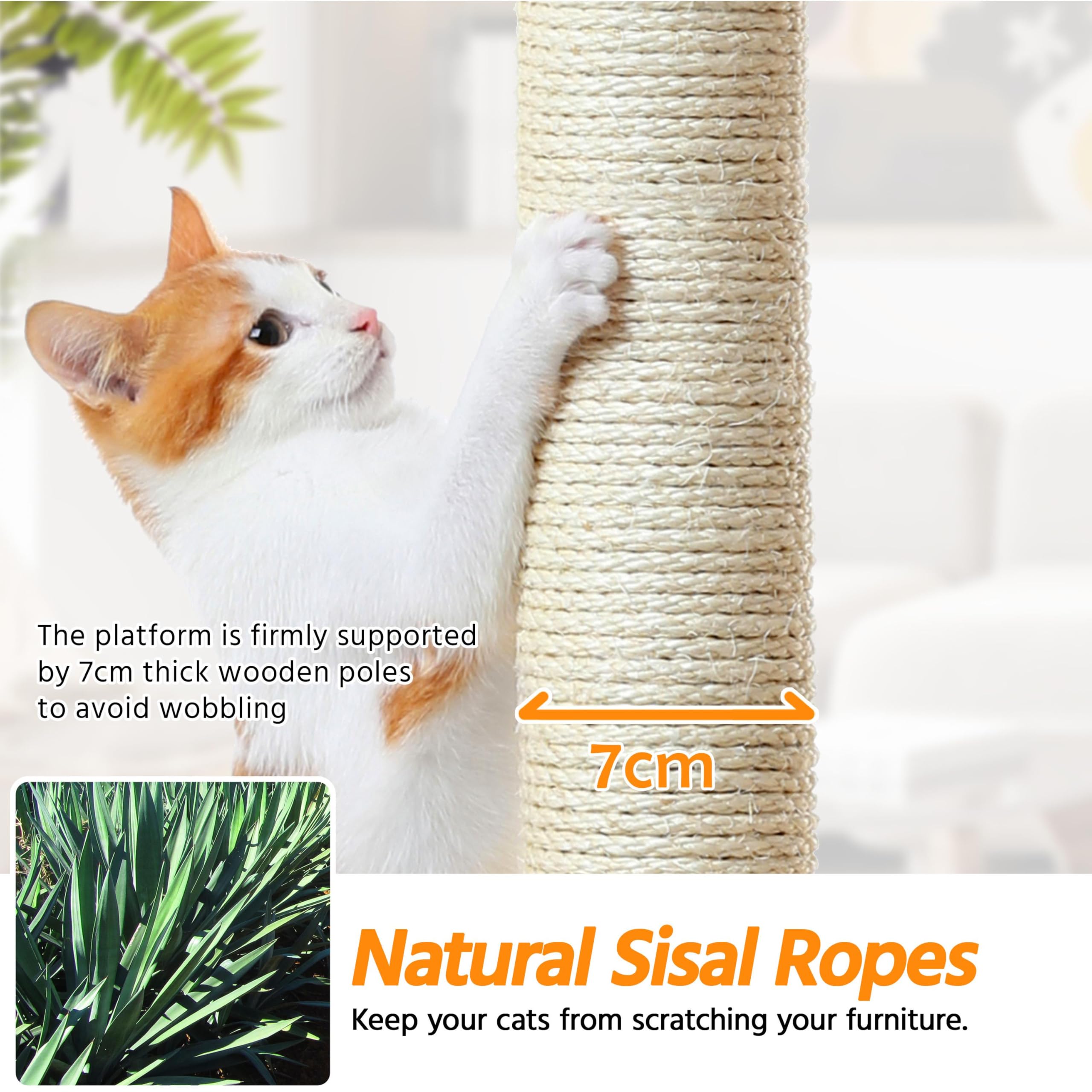 Yaheetech 79” Multi-Level Cat Tree – Sisal Posts & Plush Perches