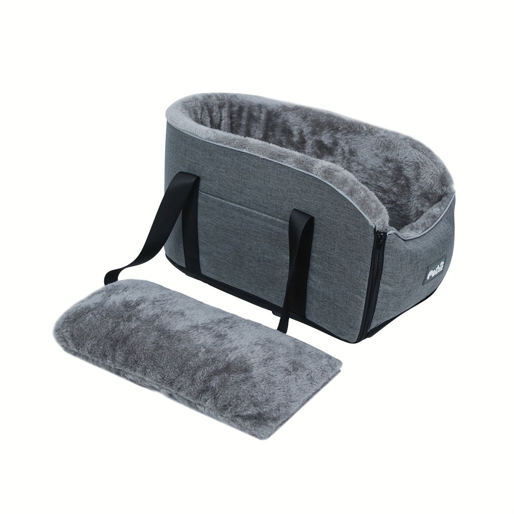 1pc Polar Fleece Car Cat and Dog Bed - Central Control Bag Car Cushion Seat Pet Outdoor Handbag