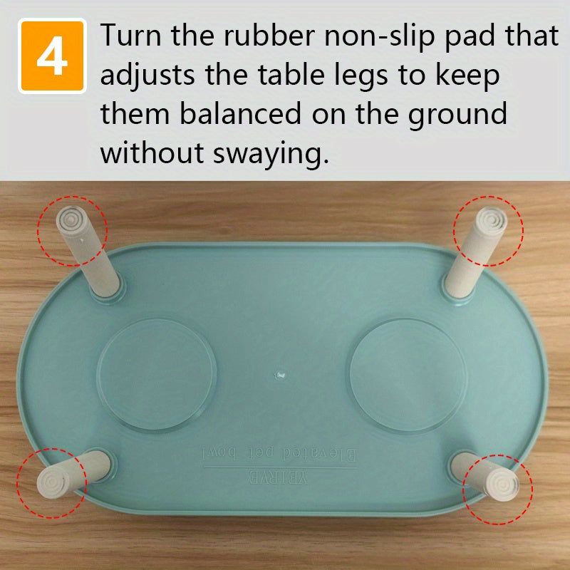 Cat Food Bowls, Elevated Raised Pet Bowls For Cats And Small Dogs, Double Feeder With Protective Neck Design, Non-Slip, Plastic Material, Elevated Cat Food & Water Dishes