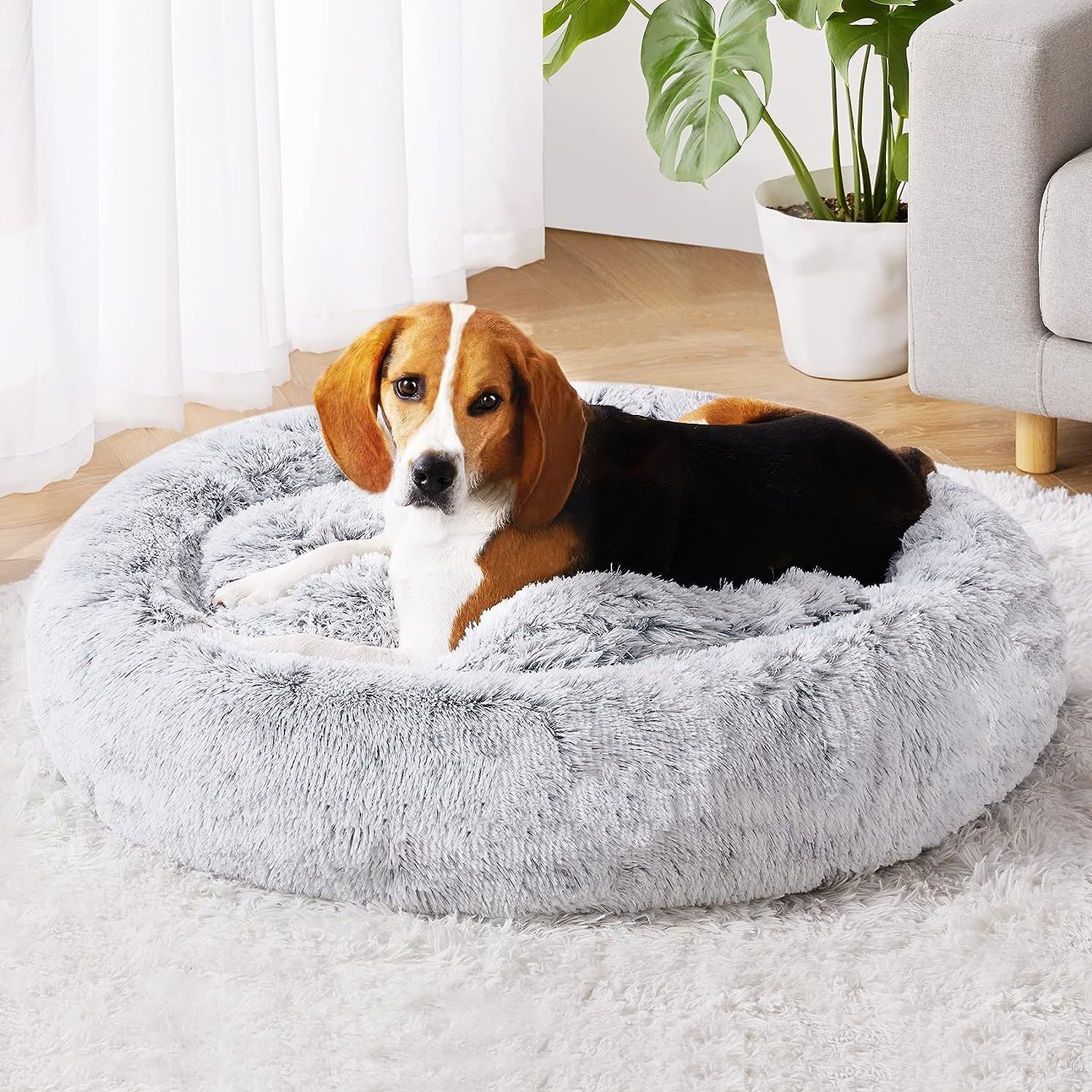 Dog Bed, Round Donut Cuddler Warming Cozy Soft Bed, Faux Fur Plush Cushion Bed For Small Medium Dogs And Cats