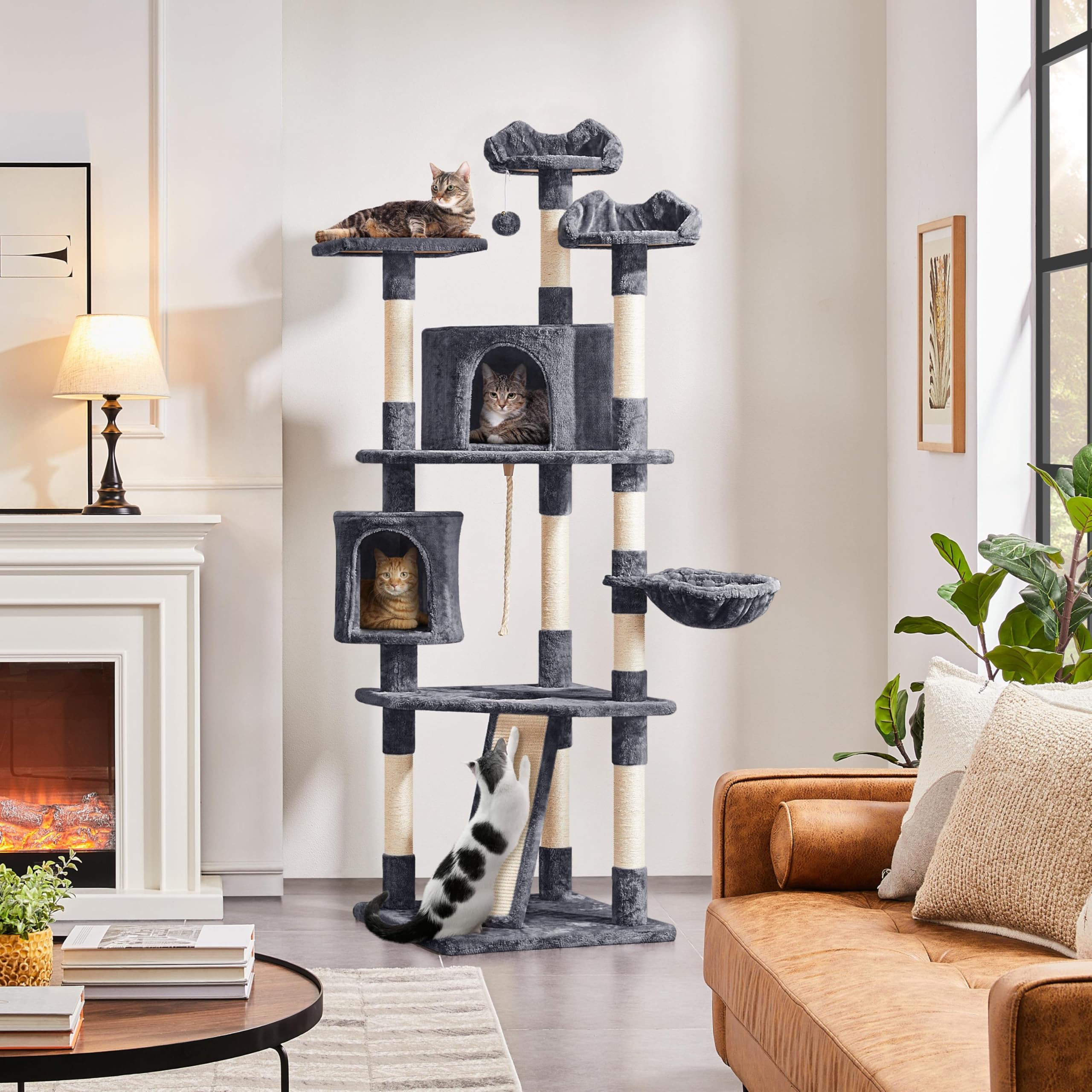 Yaheetech 79” Multi-Level Cat Tree – Sisal Posts & Plush Perches