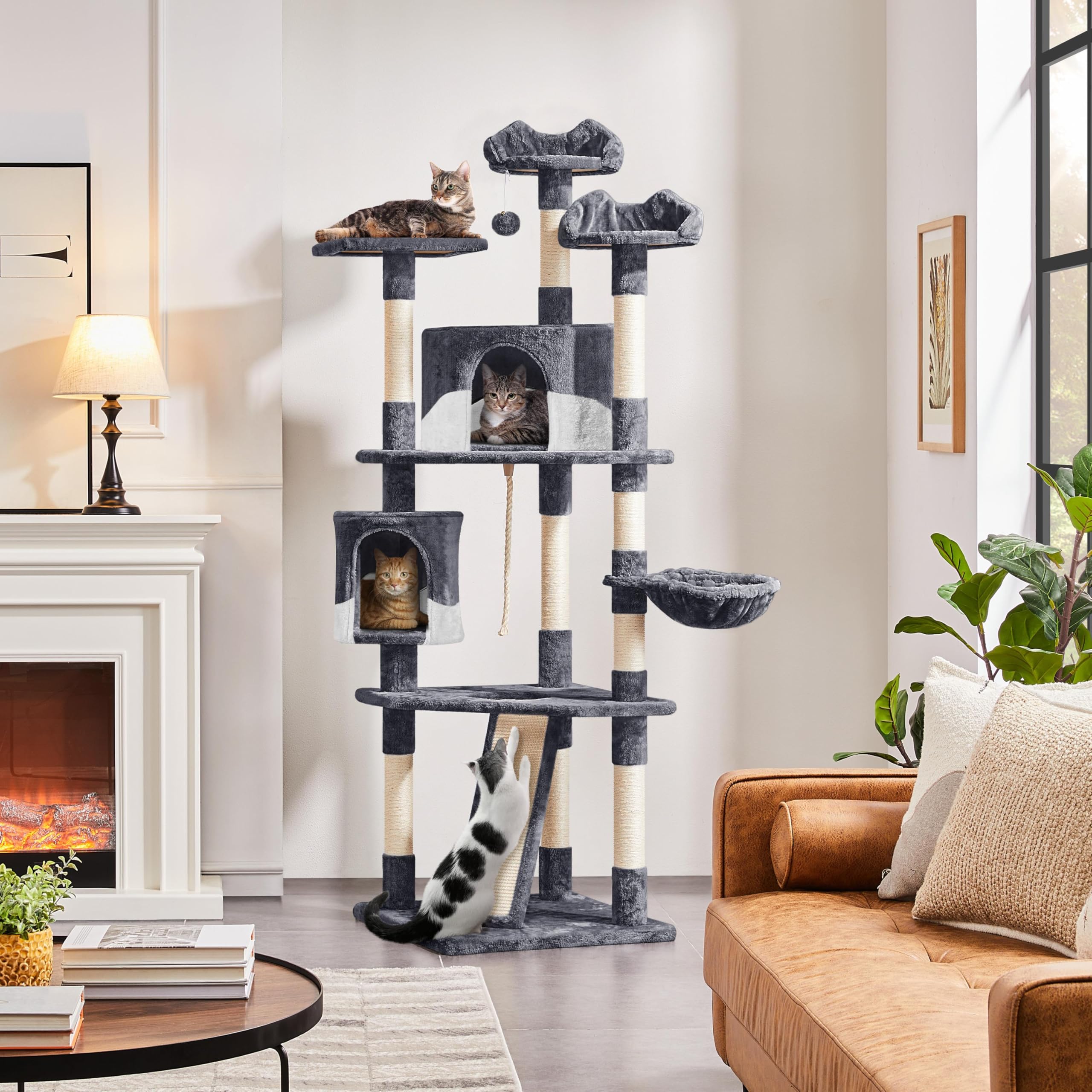 Yaheetech 79” Multi-Level Cat Tree – Sisal Posts & Plush Perches