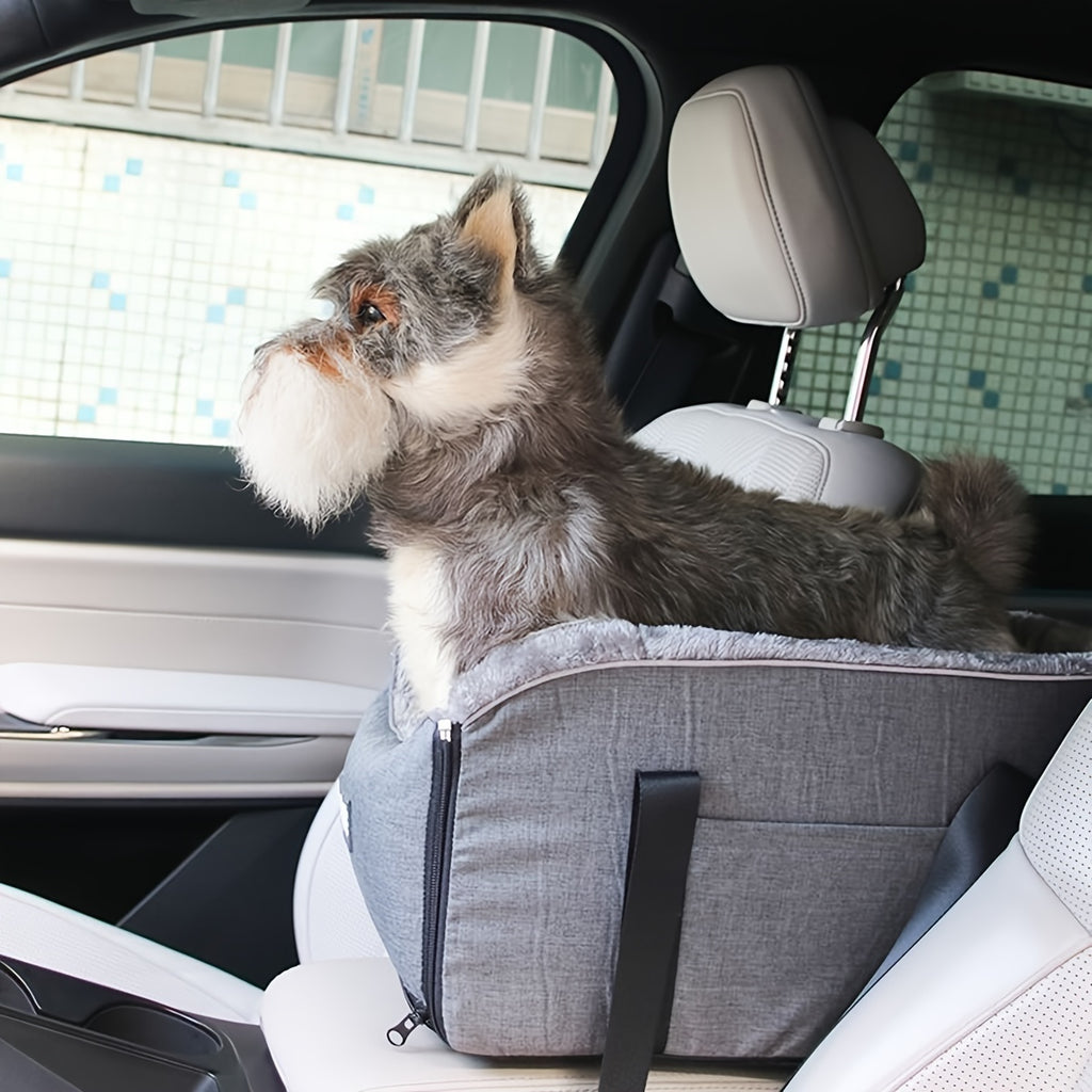 1pc Polar Fleece Car Cat and Dog Bed - Central Control Bag Car Cushion Seat Pet Outdoor Handbag