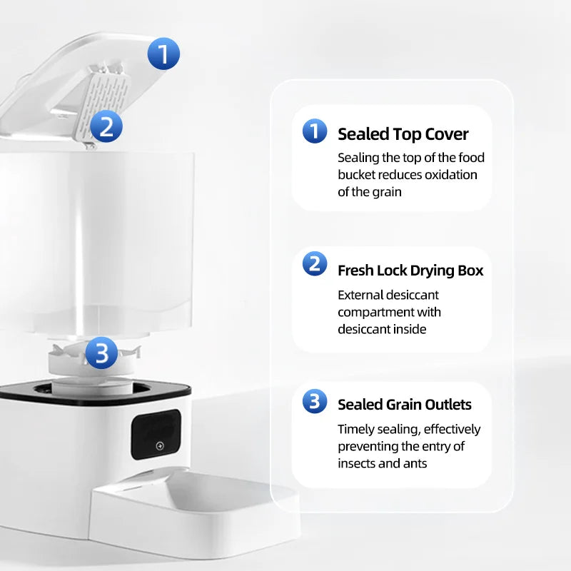 Automatic pet feeder 6L capacity smart timer Tuya control food dispenser with stainless steel bowl (Dogs and Cats)