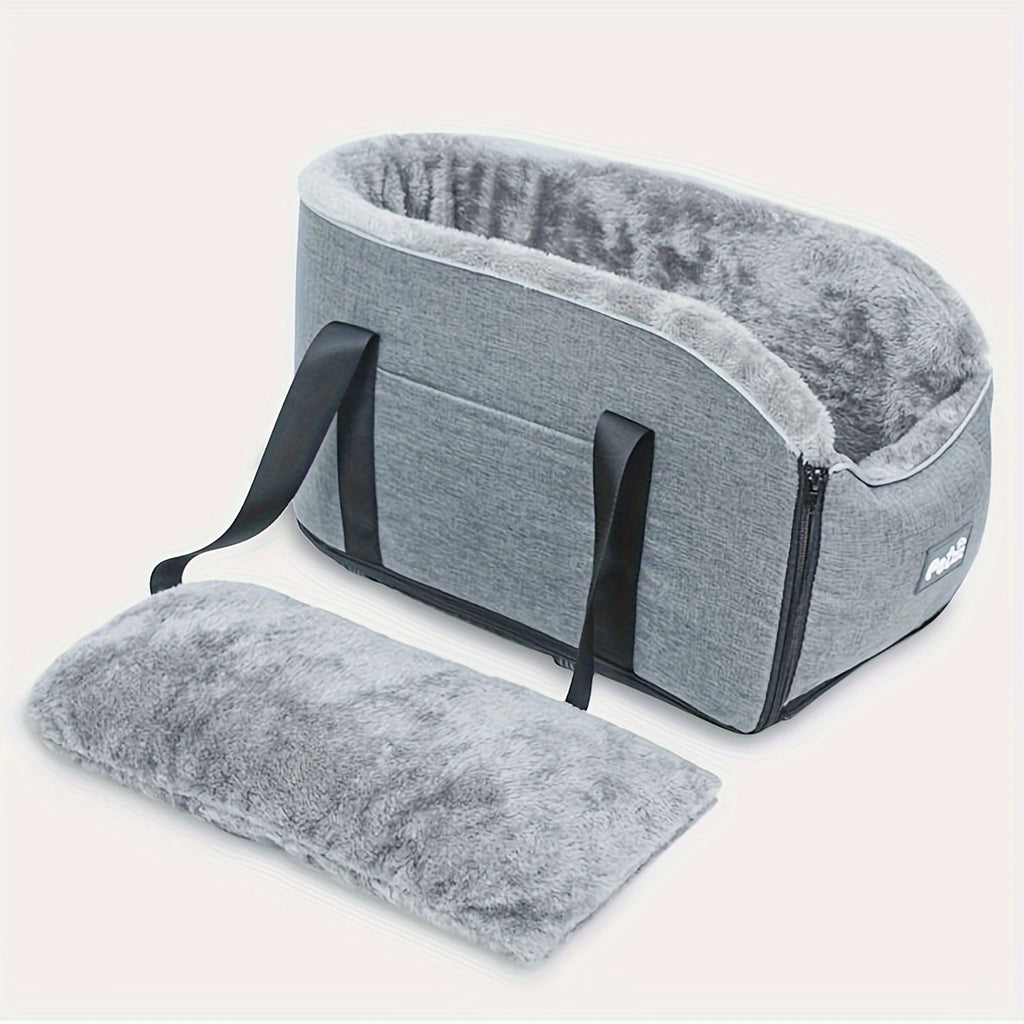 1pc Polar Fleece Car Cat and Dog Bed - Central Control Bag Car Cushion Seat Pet Outdoor Handbag