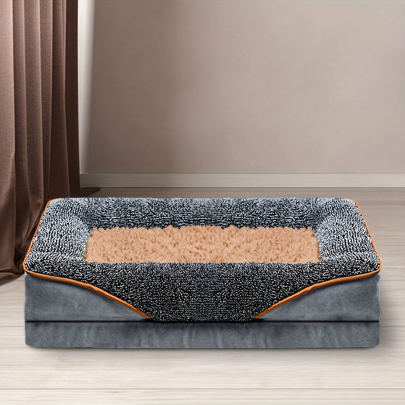 Washable Pet Sofa Bed – Cozy Dog & Cat Nest with Raised Edges