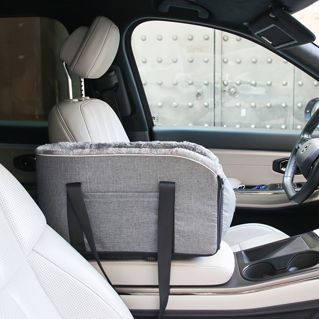 1pc Polar Fleece Car Cat and Dog Bed - Central Control Bag Car Cushion Seat Pet Outdoor Handbag