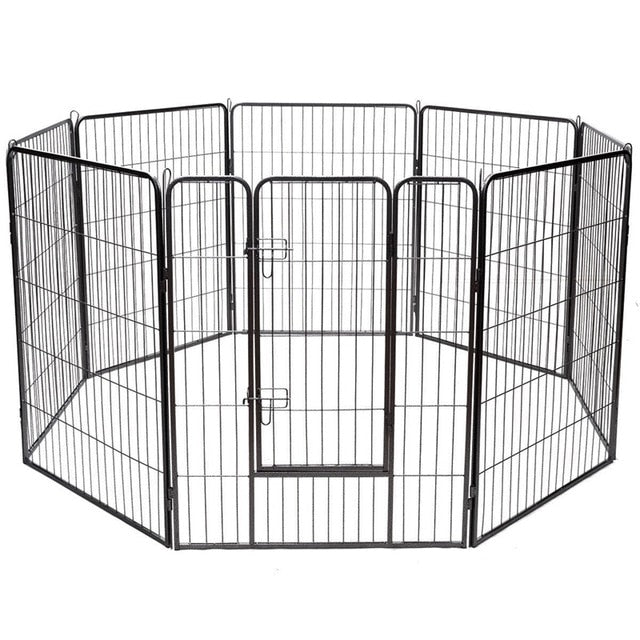 40" 8 Metal Panel Heavy Duty Pet Playpen Dog Fences Black Security Gate Supplies for Pets PS7067