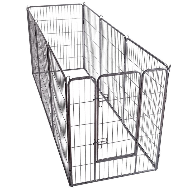40" 8 Metal Panel Heavy Duty Pet Playpen Dog Fences Black Security Gate Supplies for Pets PS7067